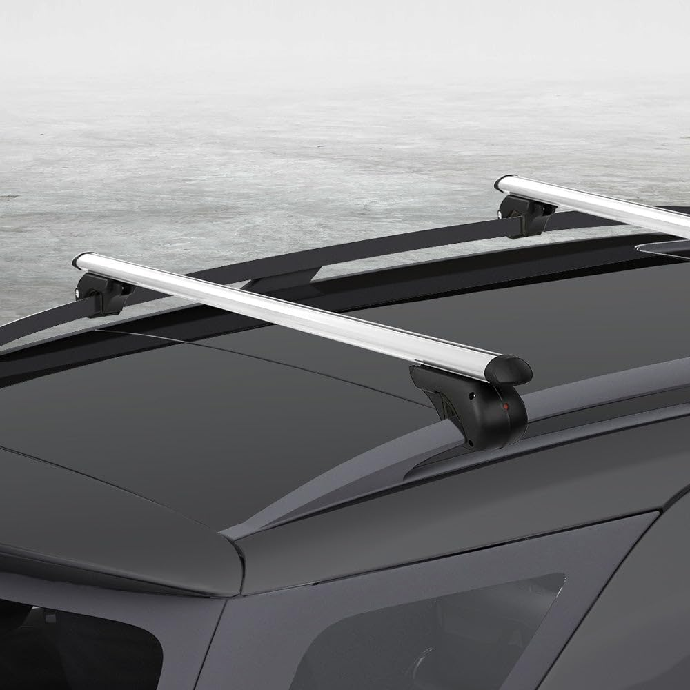 Giantz Car Roof Rack, 123Cm Length Universal Roofs Racks Pod Box Storage Basket Container Cross Bars Cars Accessories Transporting Storages, Adjustable Clamps 90Kg Aluminium Silver image number 4