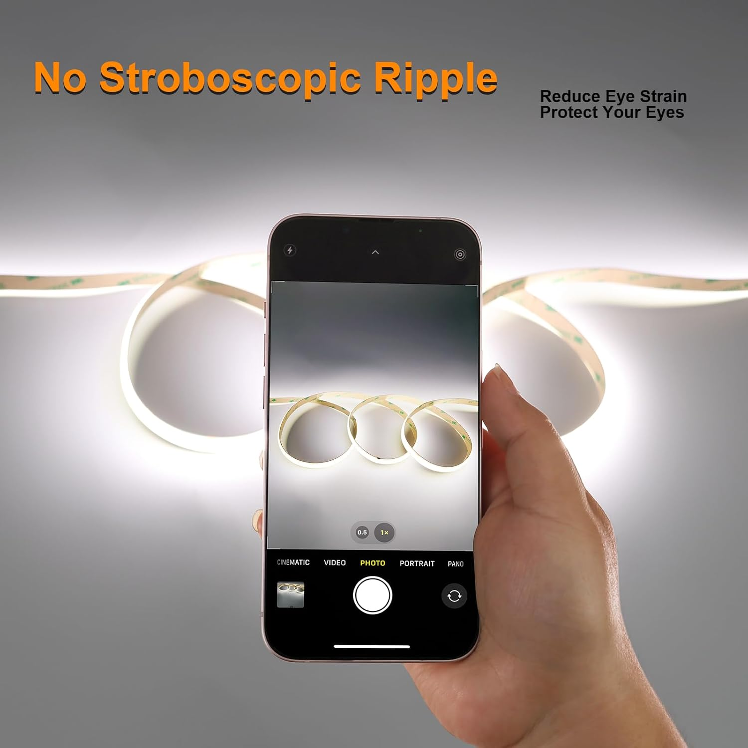 JOYLIT 24V COB CCT LED Strip Light Waterproof 16.4FT/5M 640Leds/M 2700K-6000K, UL Listed PRO CRI 92+ LED Tape 10000Lm Super Bright 90W Dimmable Warm White to Cool White Tunable Light Strip image number 2