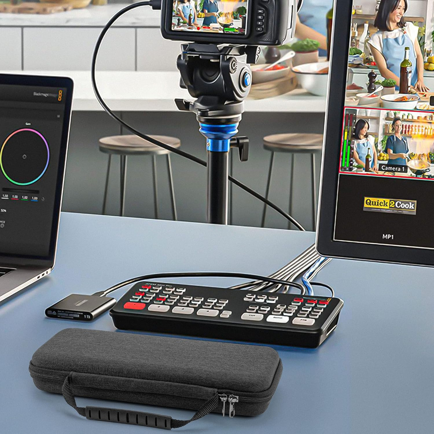 Geekria Hard Shell Travel Carrying Case, EVA Protective Bag Compatible with Blackmagic Design ATEM Mini Pro (Dark Gray) image number 3