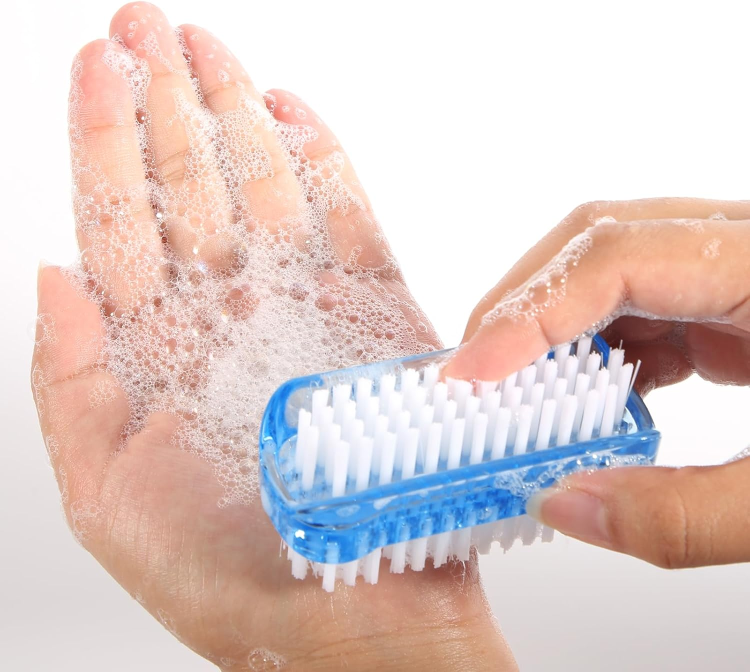 2Pcs Fingernail Scrub Brushes, Two Sided Multifunction Nail Brush for Cleaning Portable Nail Scrubber Brush for Cleaning Cuticles Fingernails Toes (Red, Blue) image number 3