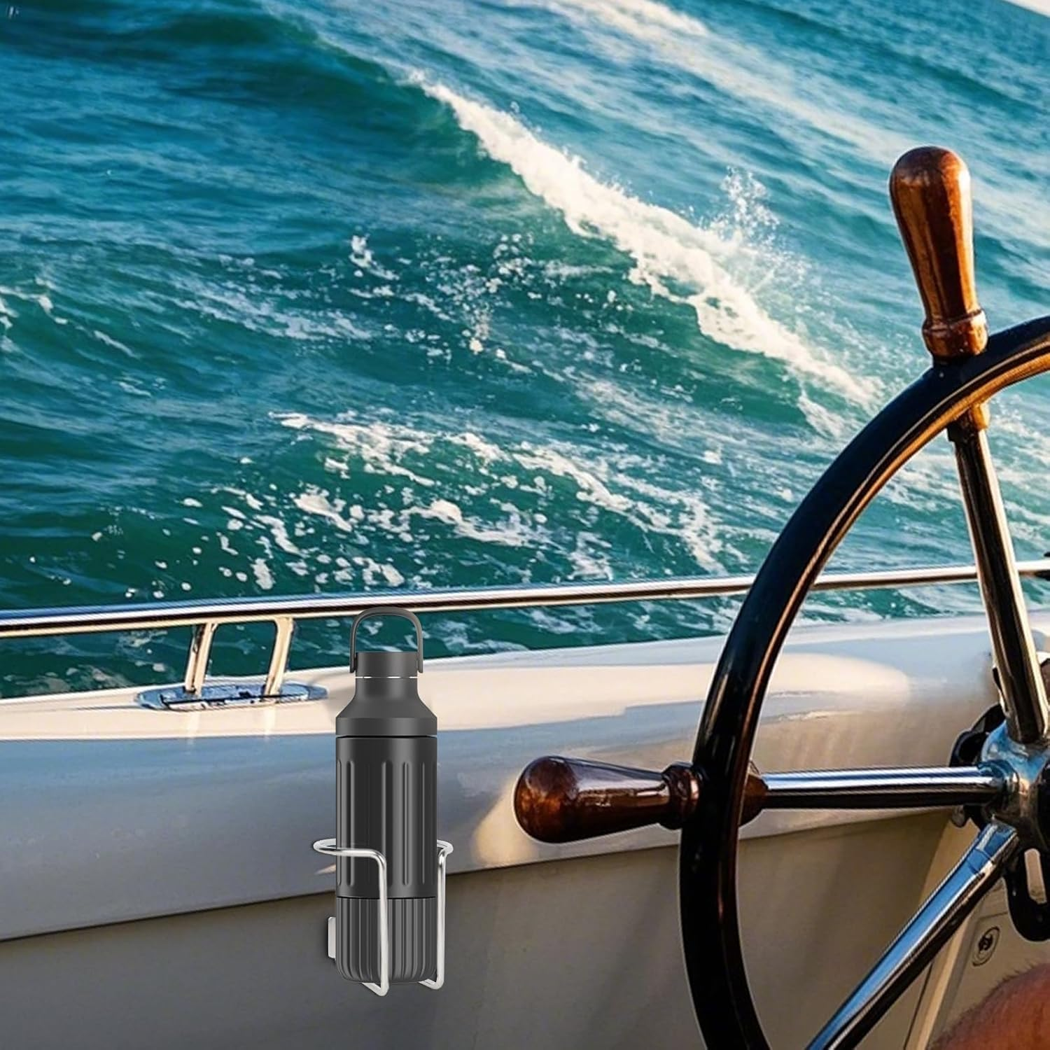 Stainless Steel Ring Shaped Boat Cup Drink Holder with Screws, 2Pcs Wall Rail Mounted Boat Ring Cup Holder, Metal Ring-Shaped Drink Holder for Boats, Silver image number 1