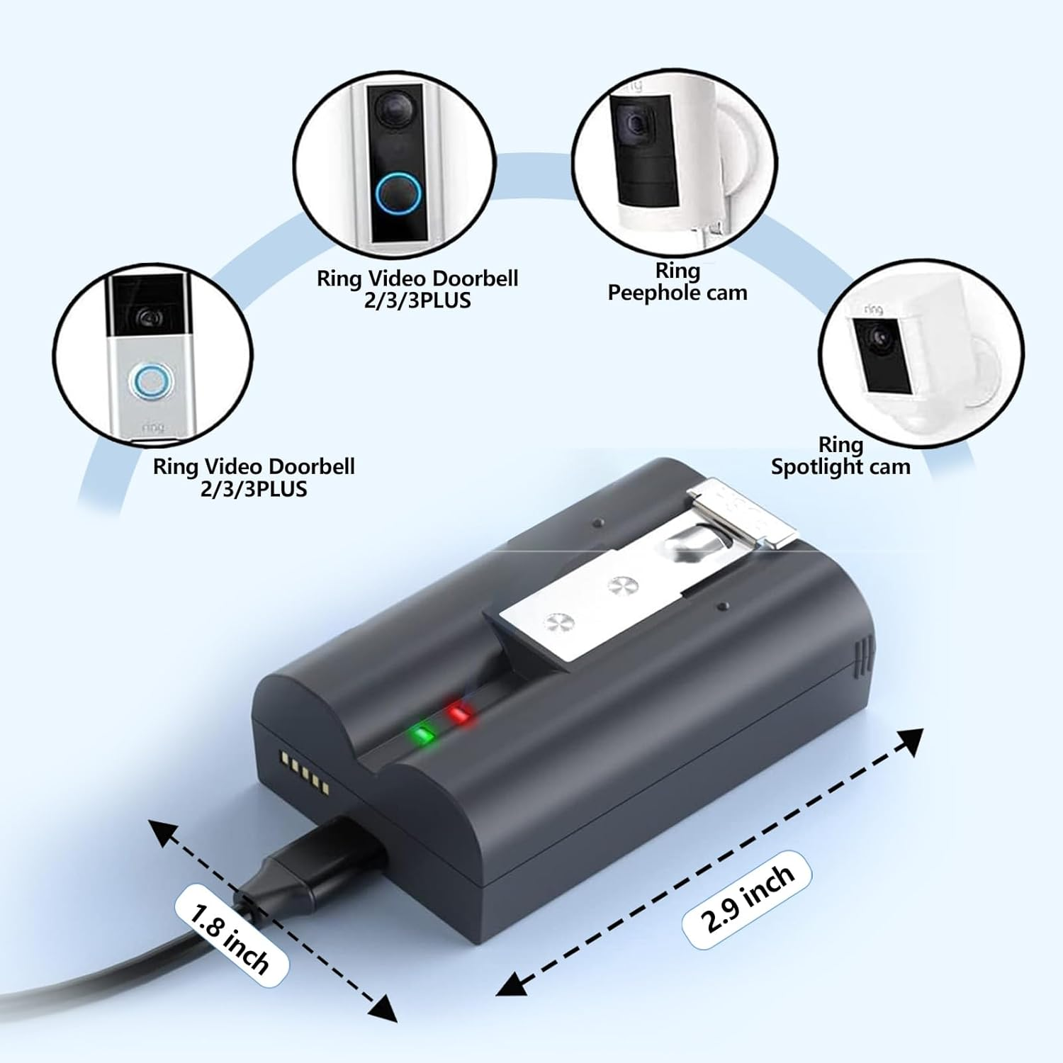 6040Mah Replacement Battery for Ring Video Doorbell 2/3/4, Spotlight Cam, Stick up Cam &ndash; 3.65V Rechargeable Lithium-Ion Batteries (Battery-1Pack) image number 1
