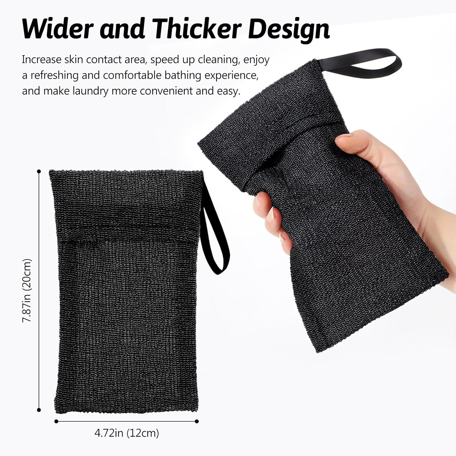 Travel Soap Saver Bag 3 Pcs Soap Pocket Exfoliating Soap Saver Pouch Rough Mesh Bar Soap Bags for Shower, Body Foam Scrubber Exfoliating Shower Sponge - Black image number 1