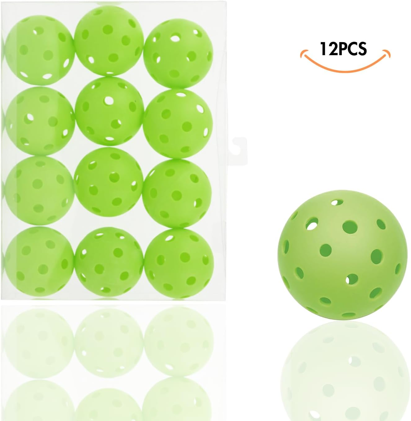 Outdoor 40-Hole Pickleball Balls, Combination Package, Seamless One-Piece Construction, Bright Green, High Visibility and Durable Performance image number 1