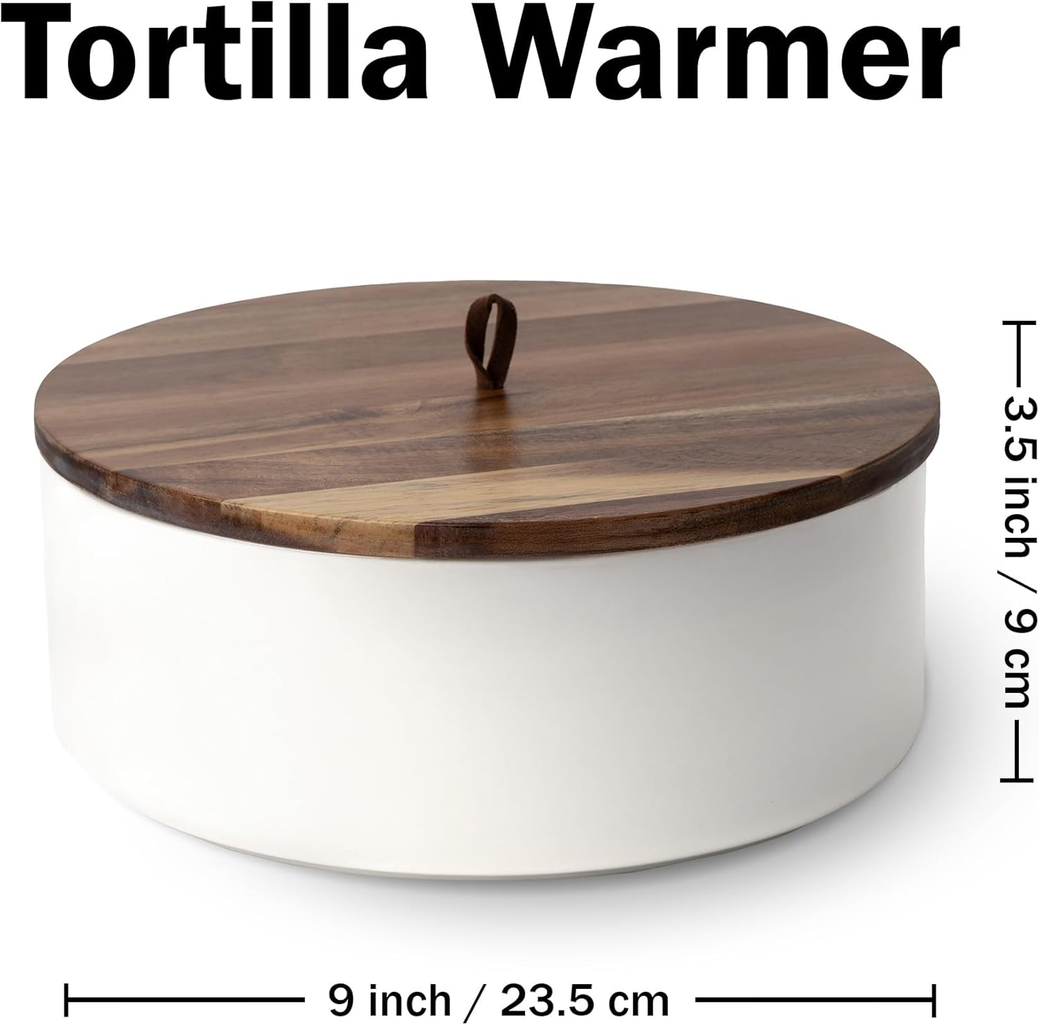 Tortillada - Tortilla Warmer Ceramic with Lid 23.5 Cm, Bread Warmer, Pancake Warmer, Tortilla Holder with Lid - Microwave-Safe image number 2