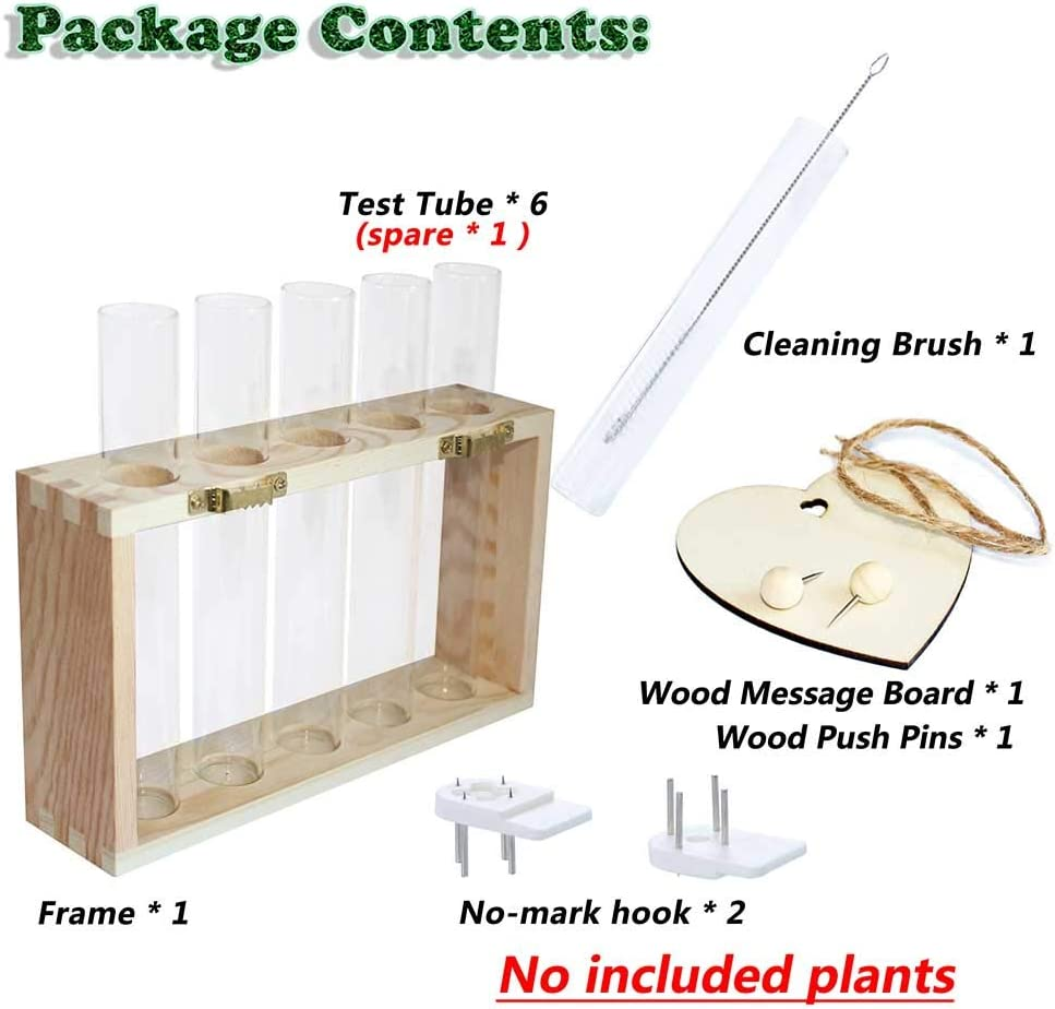 Laffeya Hydroponic Plant Stand, Plant Terrarium with Wooden Stand, Wall Hanging Test Tube Planter Modern Flower Bud Vase Stand, Plant Tabletop Terrarium, DIY Terrarium Kit image number 1
