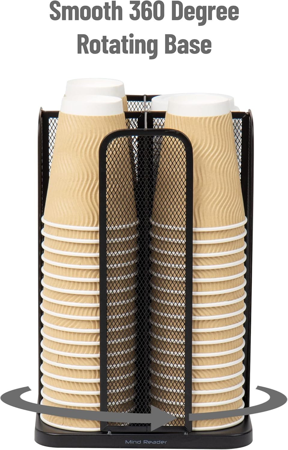 Mind Reader Carousel 4 Compartment Cup and Lid Organizer, Black Mesh image number 1