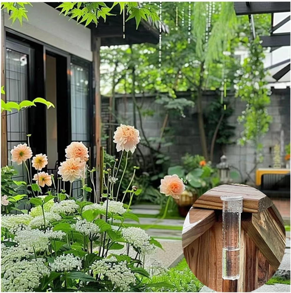 Rain Gauge,Granmagazz 4Pcs Rain Gauge Replacement Glass Tube, Garden Glass Rain Gauge, Glass Measuring Gauge Outdoor Rain Gauge with Scales for Home Garden Farm, Clear