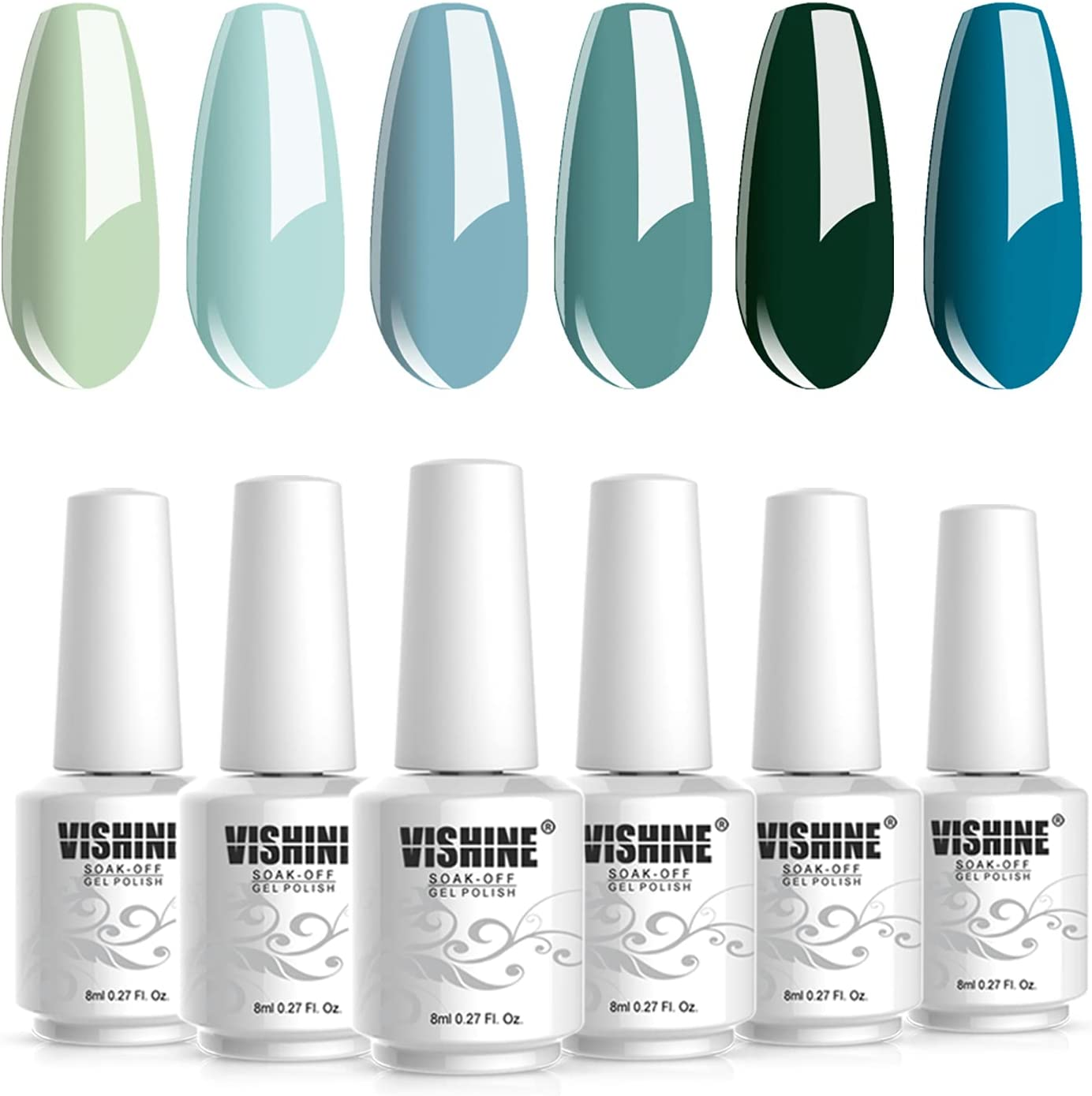 Vishine Gel Nail Polish Set Nude Serises Colection Daily Colour 8Mlsoak off Nail Gel Polish with Gift Box, UV LED Lamp Required for Nail Slaon Home Manicure Gel Nail Kit