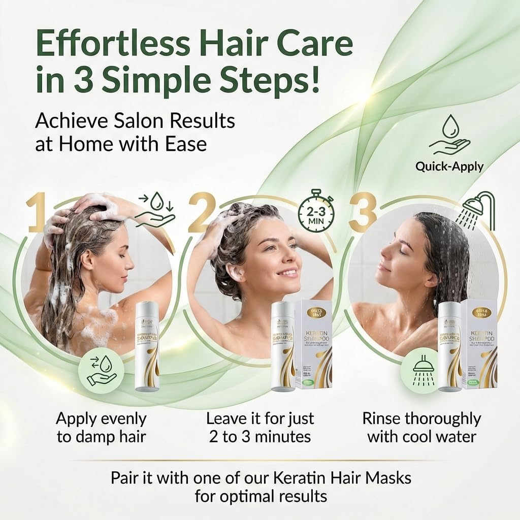 Keratin Protein Hair Care Shampoo - Exclusive Keratin & Moroccan Argan Oils Complex Sulphate & Paraben Free - Deeply Cleanses, Nourishes and Revives Dry and Damaged Hair image number 1