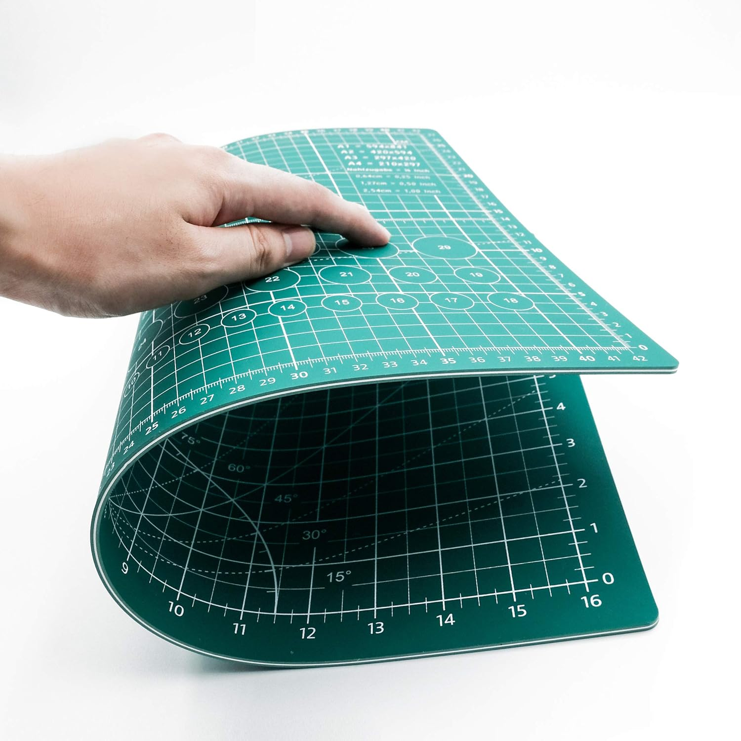 TCAIRG Self Healing Cutting Mat 18 Inchx12 Inch Non-Slip PVC Double Sided 5-Ply A3 Art Craft Rotating Mat, Rotary for Quilting, Sewing Crafts Hobby Fabric Precision Scrapbooking Project -GREEN