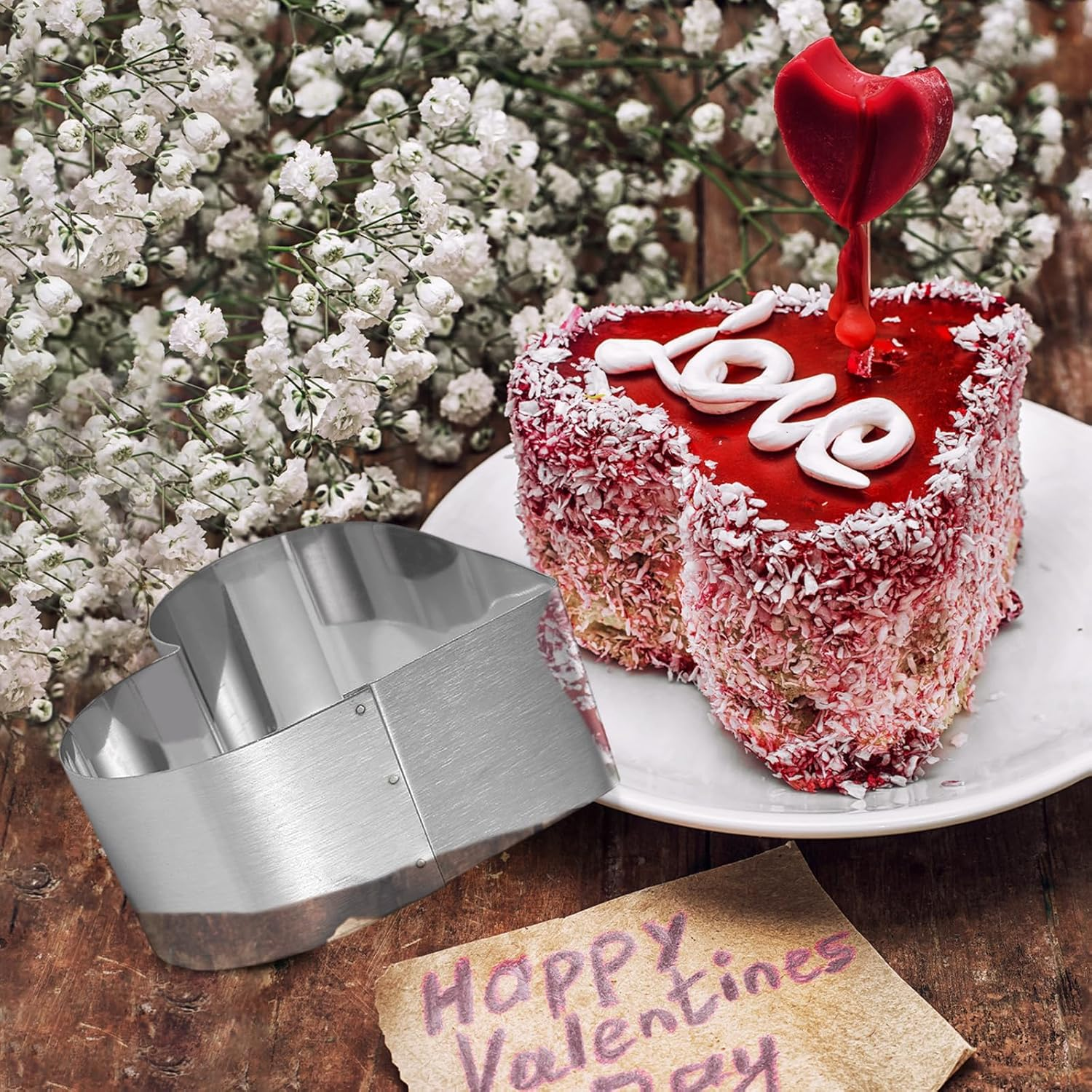 ZHIYUQL Heart Baking Mould, Set of 3 Heart Cake Ring, Silver Stainless Steel Baking Mould, Heart Dessert Rings, Baking Frame, Smooth and Heat Resistant for Cake Decoration, Backing, Holiday Party image number 2