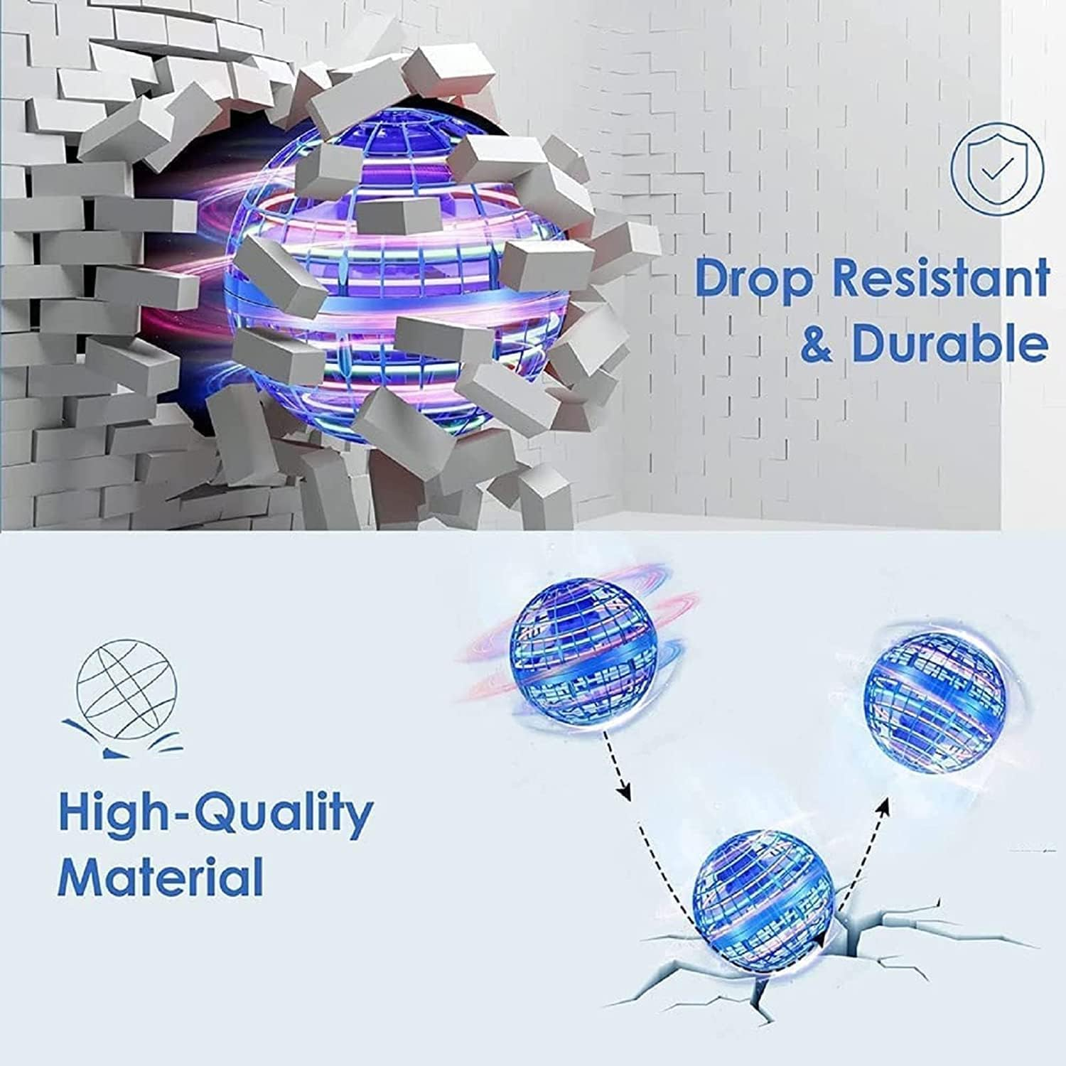 HONBQYCC Flying Ball Toy, 2023 Hover Ball Soaring Nebula, Hand Controlled Boomerang, RGB Light Magic Space UFO, Mini Drone for Kids 6+, Includes Cable, Manual - Red image number 7