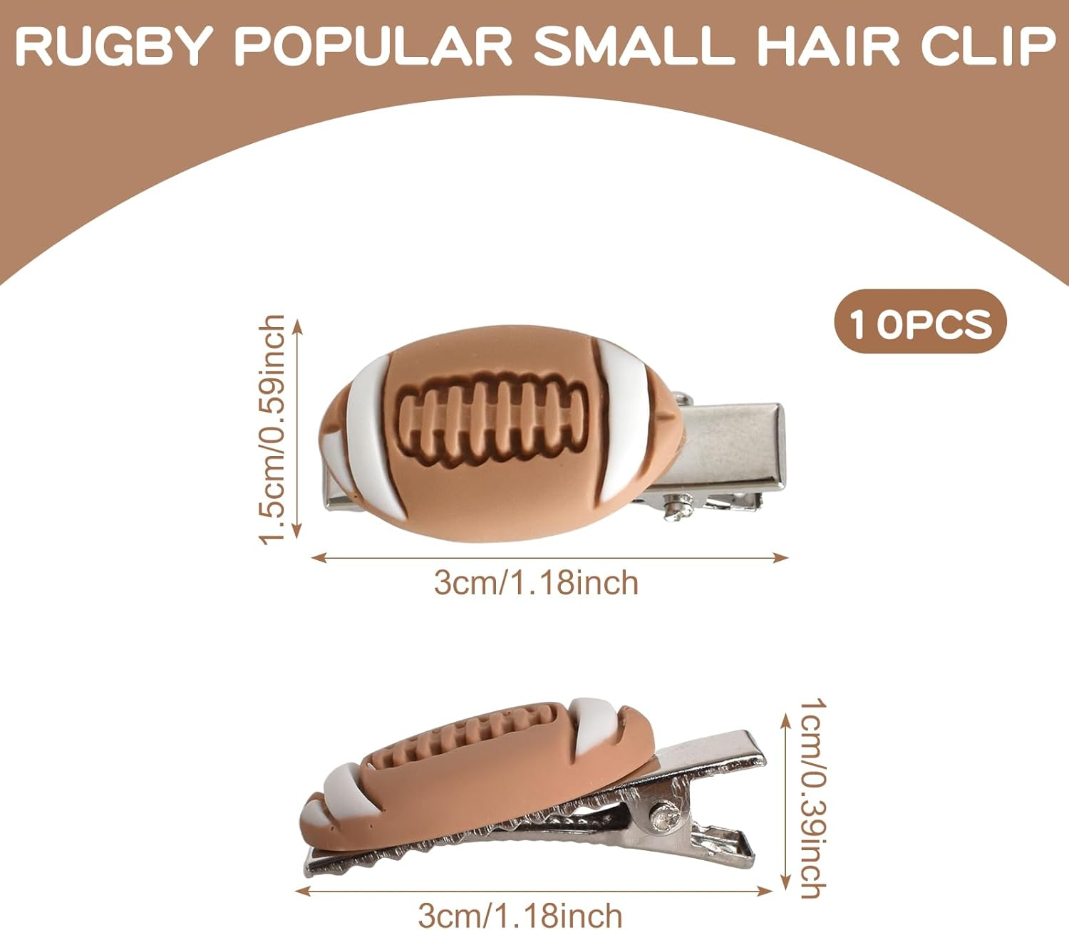10 Pcs American Football Hair Clips Rugby Hair Accessories Sports Hair Clips for Women Girls Kids Thick Thin Fine Hair Clips image number 1