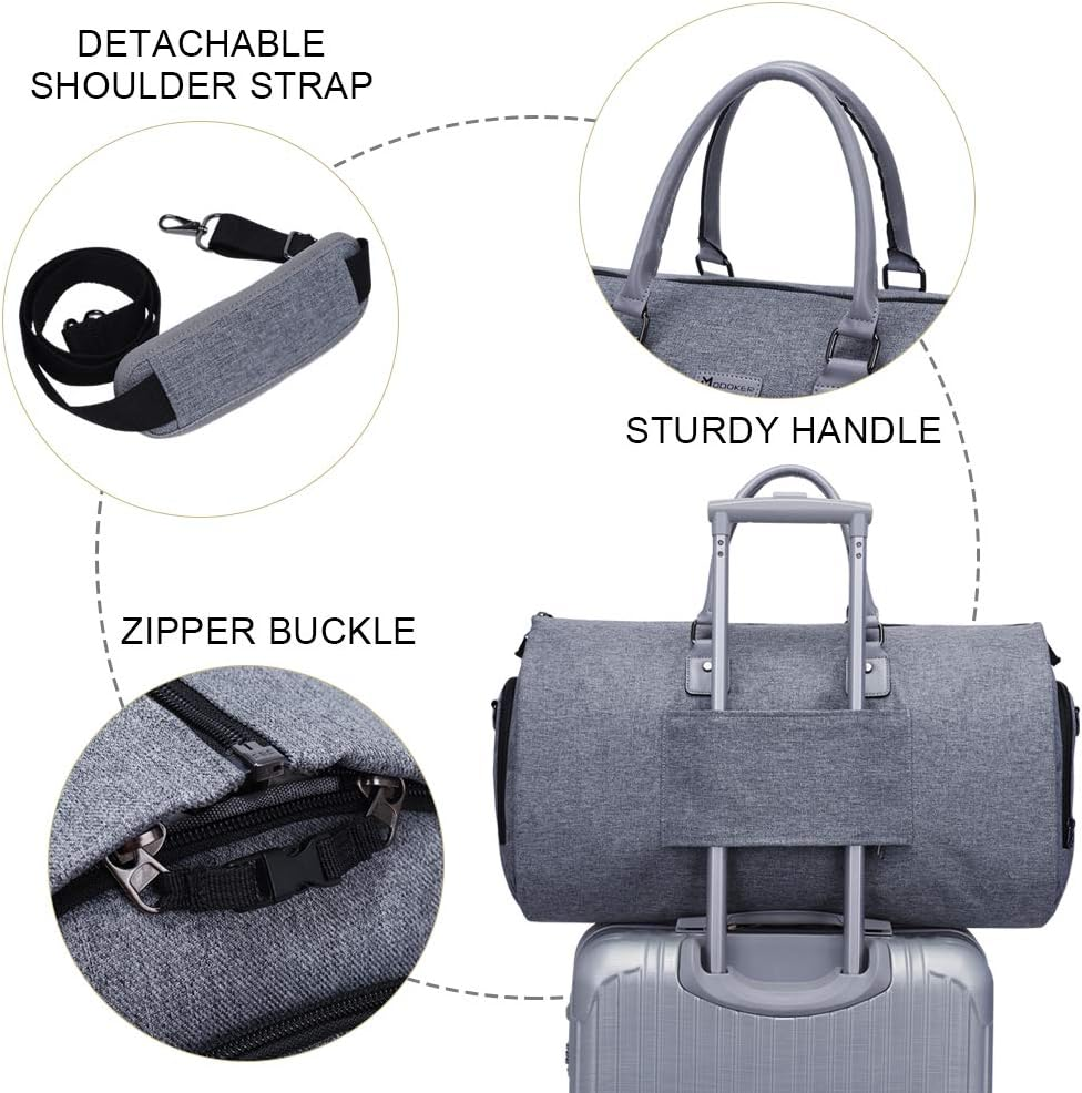 Convertible Garment Bag with Shoulder Strap, Modoker Carry on Garment Duffel Bag for Men Women - 2 in 1 Hanging Suitcase Suit Travel Bags