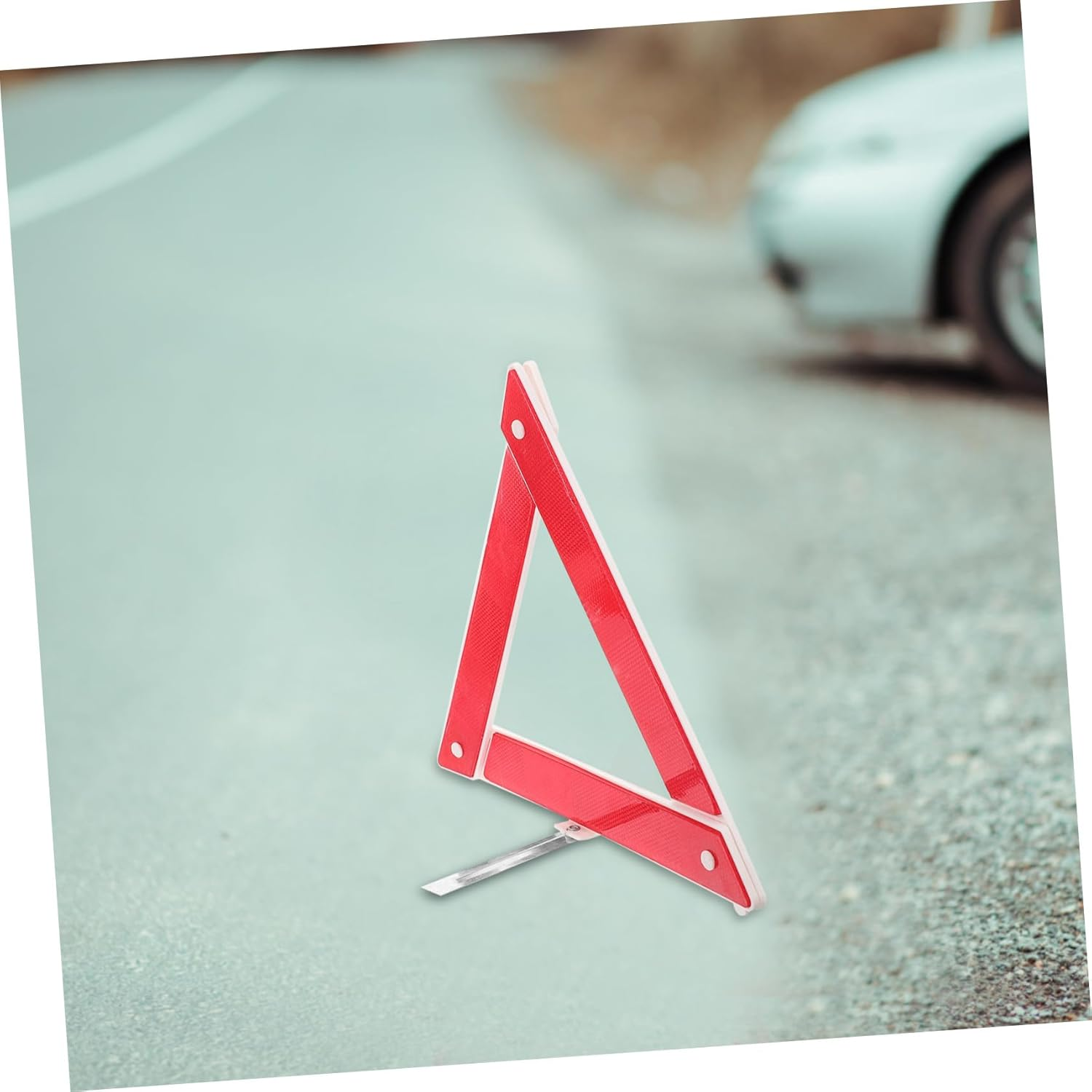 2Pcs Foldable Reflective Safety Triangle Kit for Vehicles High Visibility Roadside Warning Signs Portable Emergency Tripod with Enhanced Night Reflectivity for Car Roadside Use image number 3