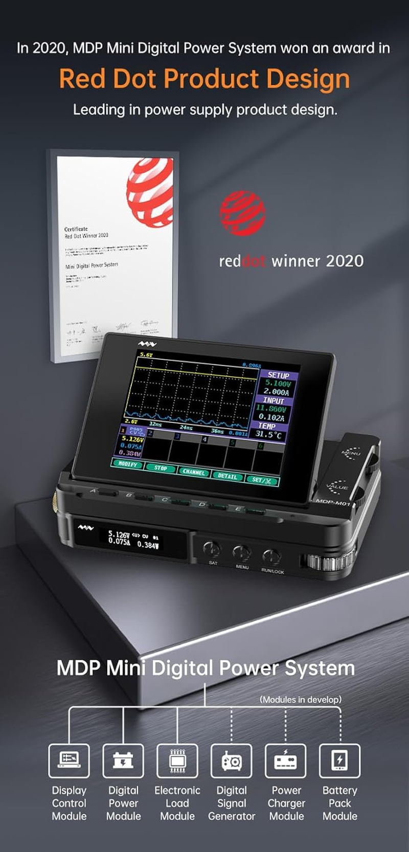 TOOLSAGE MDP-L1060 DC Electronic Load Meter Programmable Tester Resistor Monitor Portable Stackable Wireless Load Test Modules