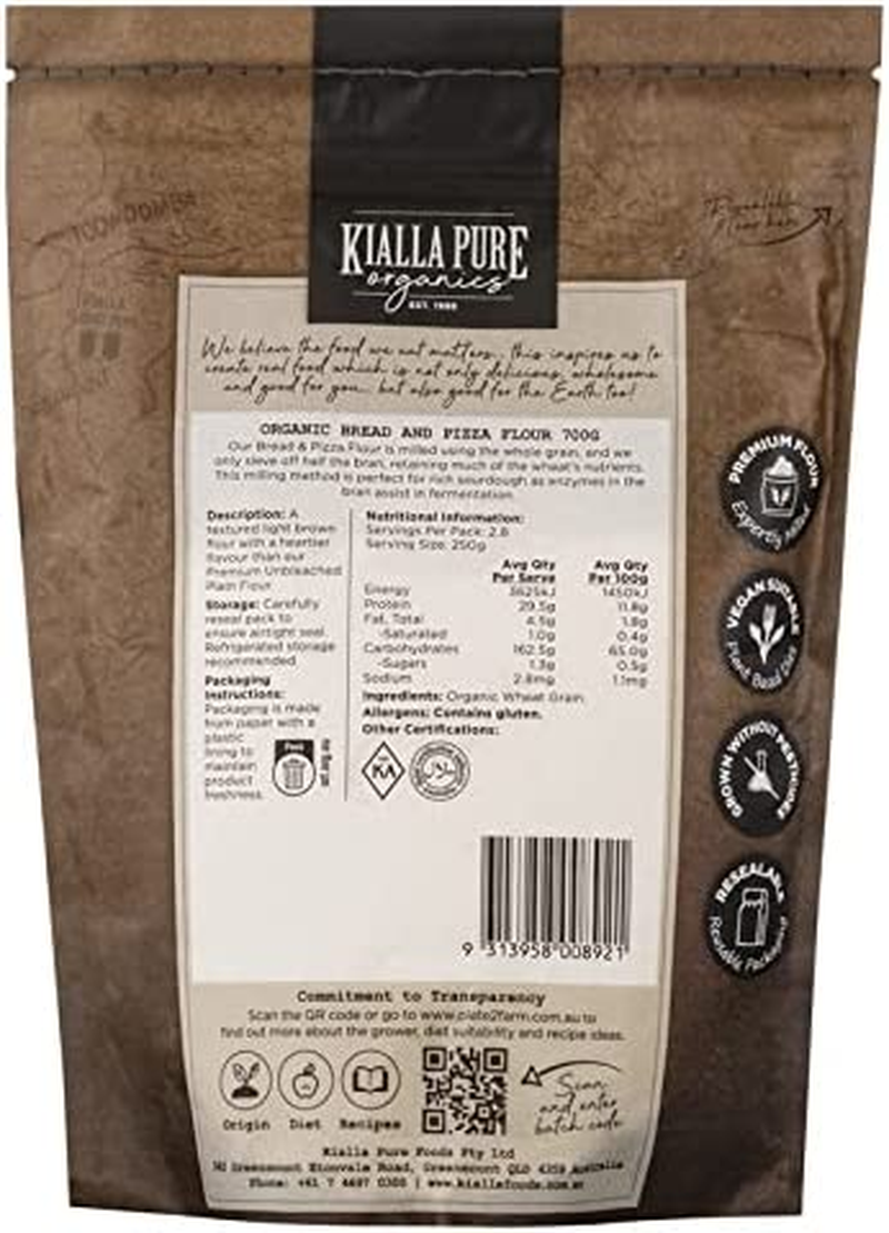 Kialla Pure Organics Organic Bread and Pizza Flour, 700 G