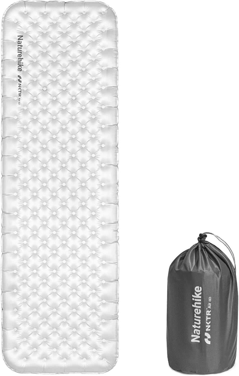 Naturehike TUYE 6.5 Ultralight Inflatable Sleeping Pad, Ultralight Camping Portable Sleeping Pad (Carbon Silver/Square/196 * 64CM)