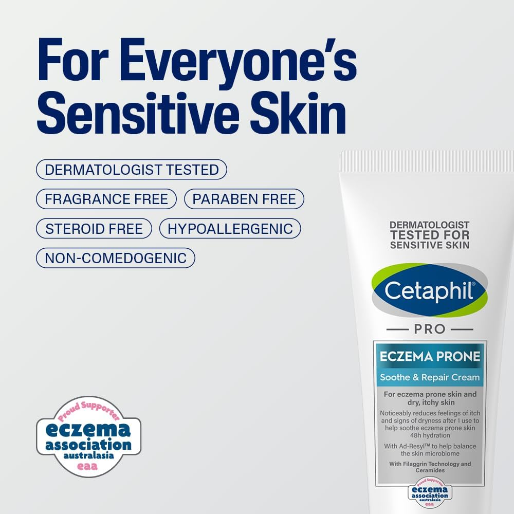 Cetaphil PRO Eczema Prone Soothe & Repair Cream 226G. with Ad-Resyl&trade;, Filaggrin Technology and Ceramides to Help Soothe and Repair Eczema-Prone Skin. Fragrance-Free, Non-Comedogenic, 48H Hydration. Dermatologist Tested for Sensitive Skin.