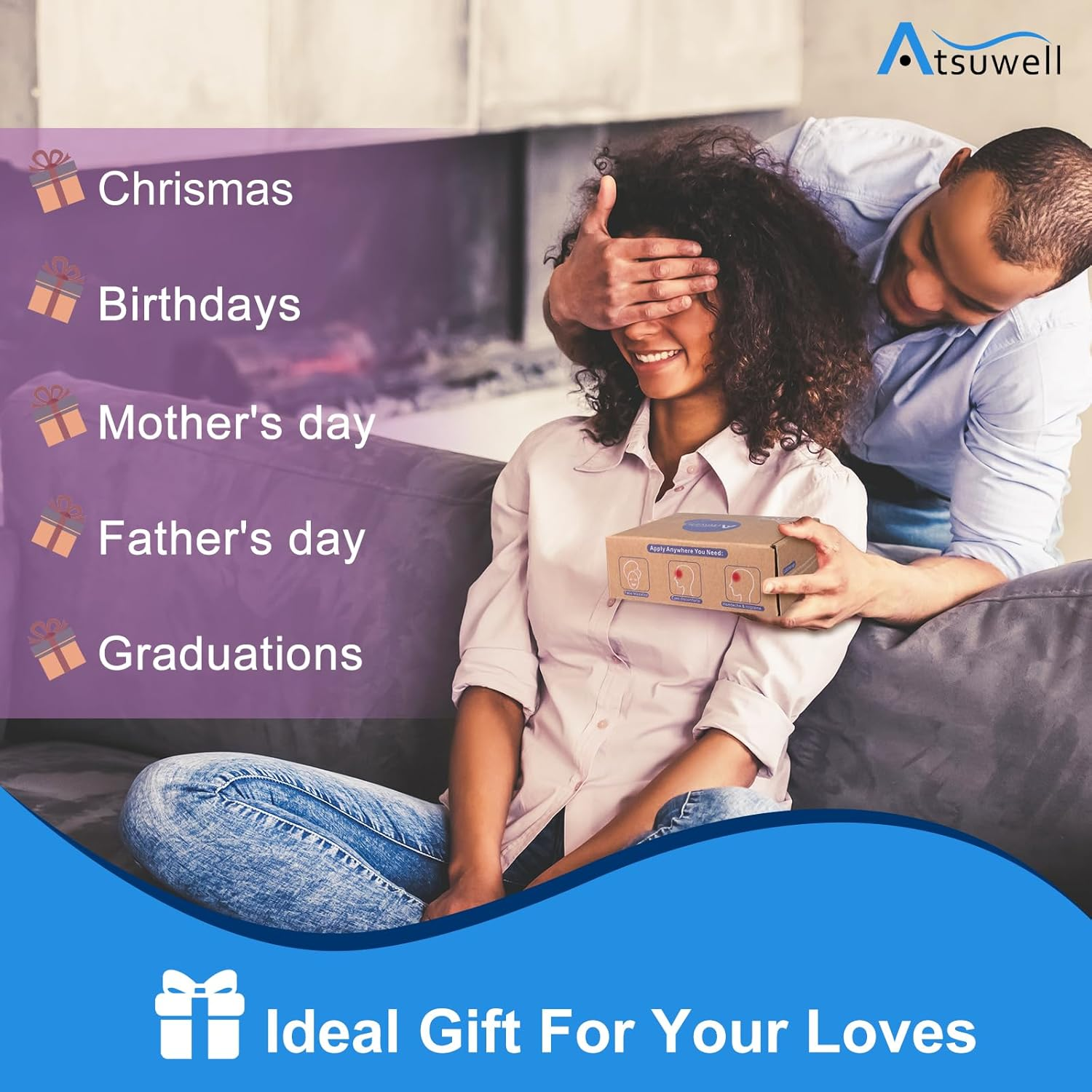 Atsuwell Sinus Mask, Warm Cold Compress Eye Mask for Dry Eyes, Weighted Eye Pillow Microwavable Face Heating Pad for Soothing Sinus Pressure and Relaxation, Pink - Blue image number 5