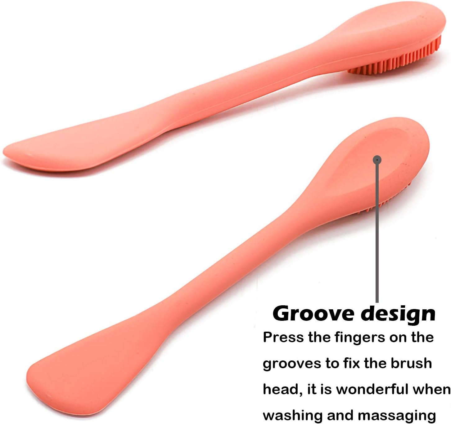 Rampula Silicone Face Mask Brush, Face Scrubber for Gentle Exfoliating & Hairless Moisturizers Applicator Tools for Apply Mud, Clay, Charcoal Mixed Mask, Cream, Lotion - Orange+Dark Blue image number 4