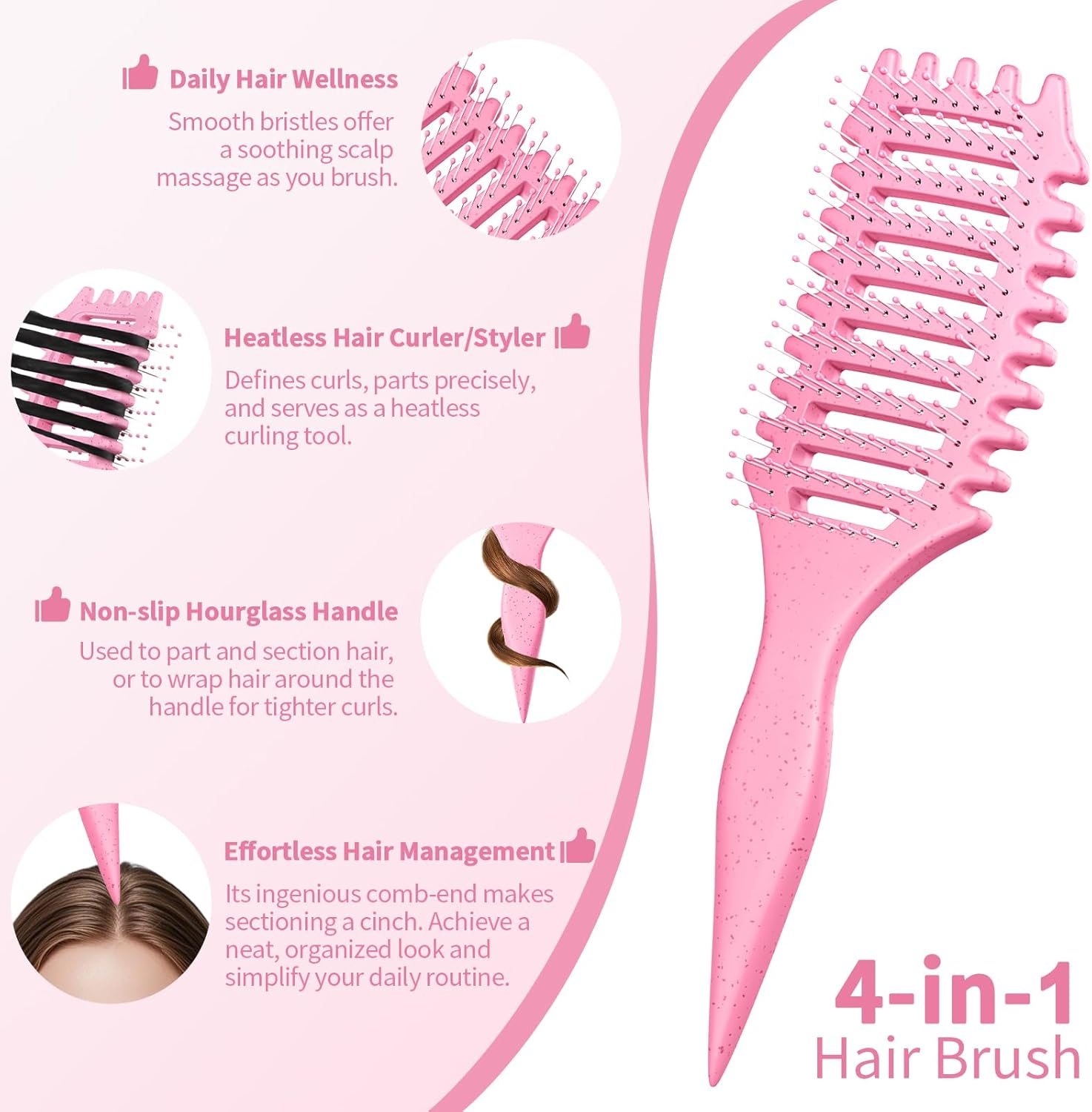 Hair Brush, Curl Hair Brush, Curl Brush, Styling Brush for Curly Hair, Straight, Fine, Wet and Long, Anti-Breakage for Women, Men and Children image number 4