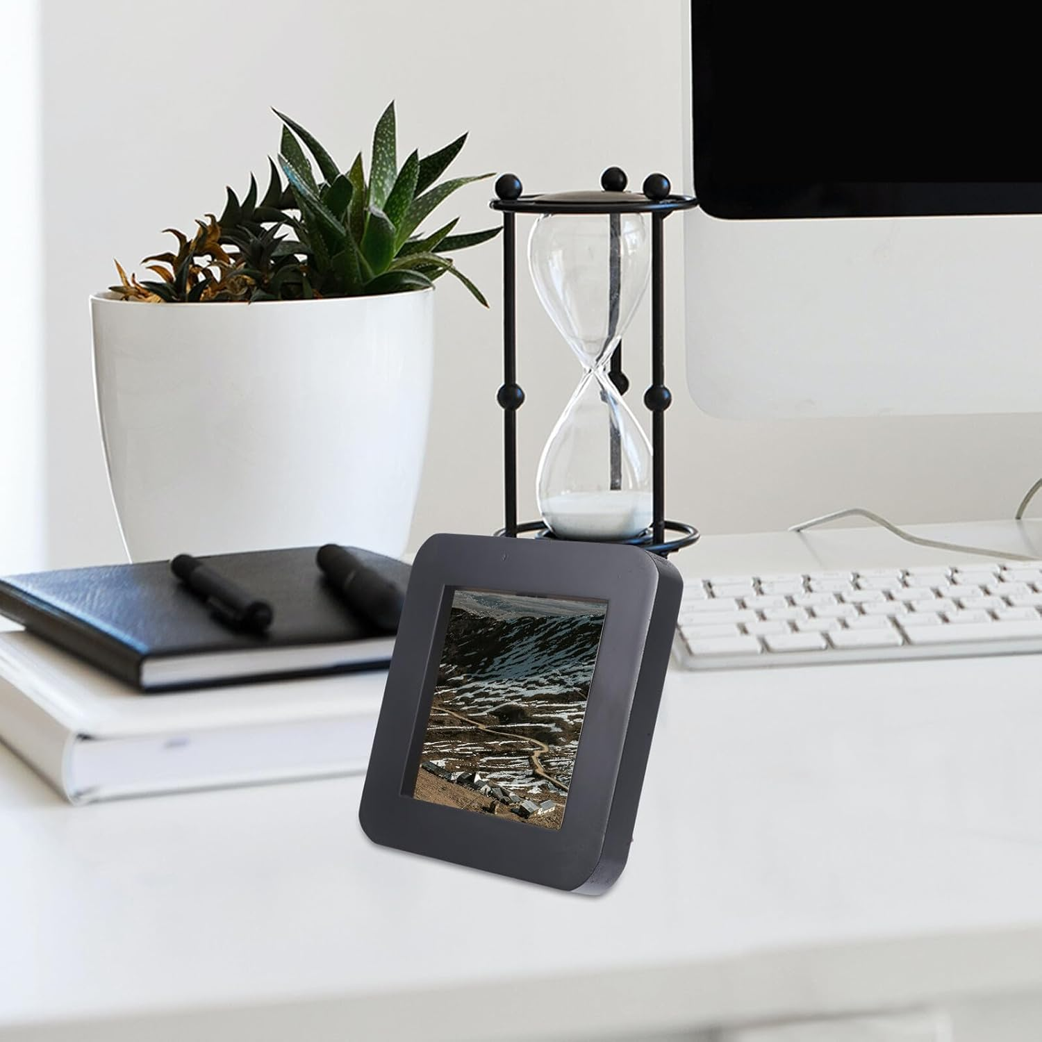 SEWACC Mini Wooden Picture Frame 3-Inch Small Square Photo Frame for Desktop Display, Classic Black 9X9Cm Outer Size, 8X8Cm Visible Area, Suitable for Wedding and ID Photos image number 4