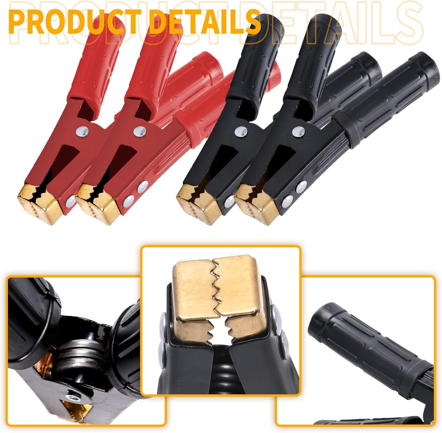 Saihisday 1000A Battery Jumper Cable Clamps, Heavy Duty Car Battery Clamps Pure Copper, Battery Alligator Clamps for Jump Starter Cables 4PCS image number 4