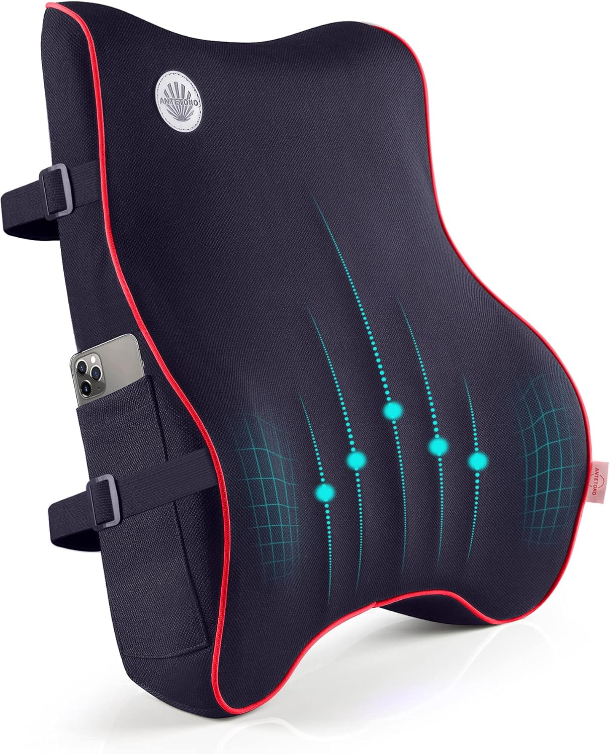 Lumbar Support Pillow,Memory Foam Back Support for Office Chair,Computer Chair,Car Seat,Recliner and Couch with Breathable 3D Mesh Cover,Ergonomic Design Orthopedic Backrest (Blue)