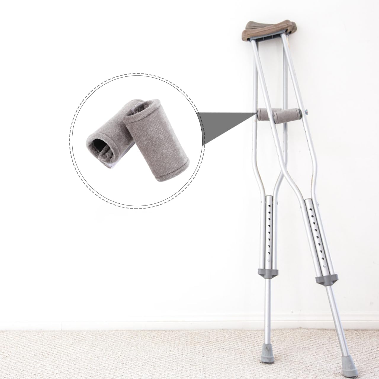 Ipetboom Velvet Crutch Pad Hand Grip Cover 2Pcs Soft Cushion Elastic Design for Elderly Mobility Equipment and Medical Supplies image number 5