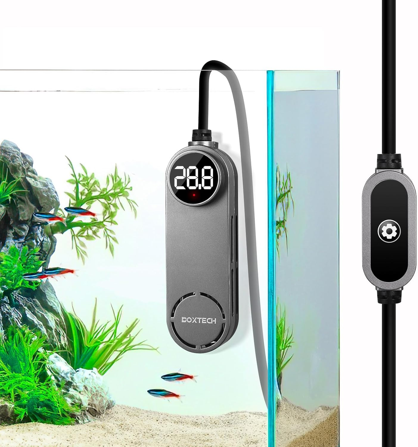 Boxtech Aquarium Heater 50W, Aquarium Heating Submersible, Automatic Aquarium Thermostat with External Temperature Controller for 10-40L Aquariums Fish and Turtles