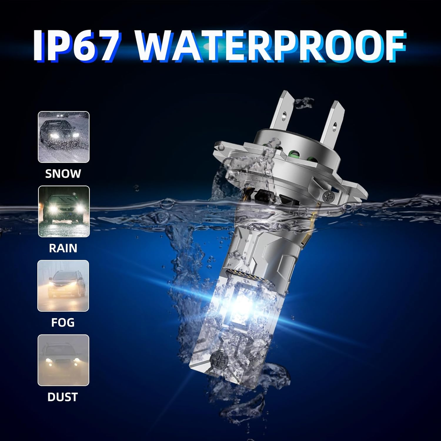 Sinoparcel Upgraded H7 LED Headlight Bulbs, 400% More Brightness, All-In One with Turbo Fans, Just Plug and Play NO Adapter Required,Pack of 2 image number 3