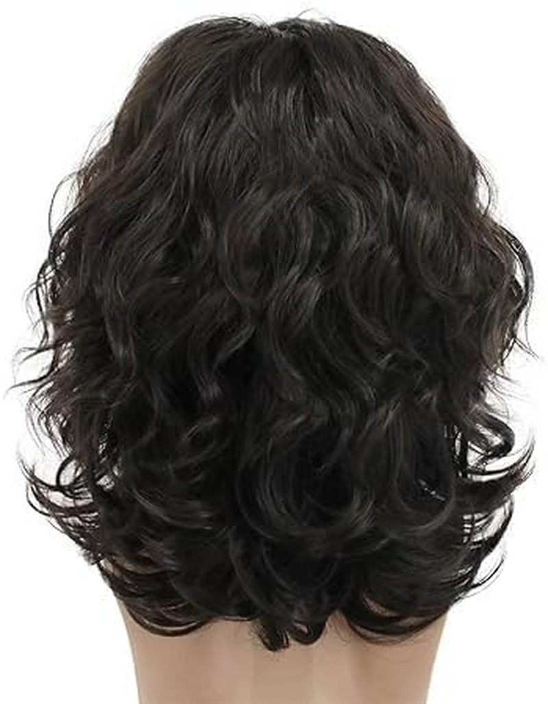 California 70S 80S Rocker Wig Men Women Long Curly Dark Brown Halloween Costume Anime Wig,1Piece image number 1