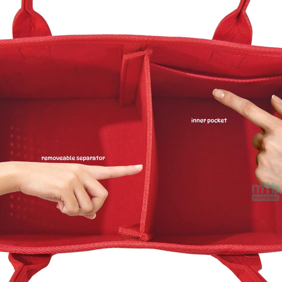 Case for Toniebox Music Box Carry Bag Felt with Inner Pocket Red Color with Partition and Elastic Straps 2025 image number 5