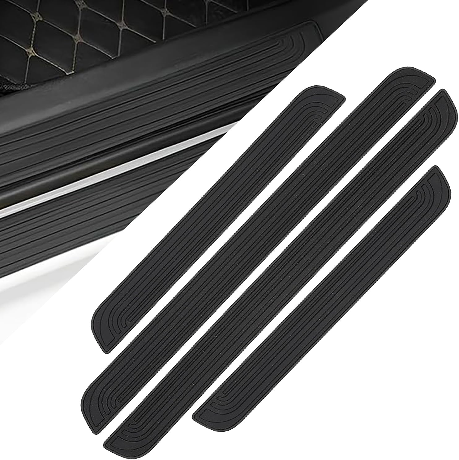 Black Door Sill Protector 4Pcs Car Door Threshold Protection Car Threshold Universal Pedal Decorative Strip anti Scratch Strip Door Border Collision Sticker image number 2