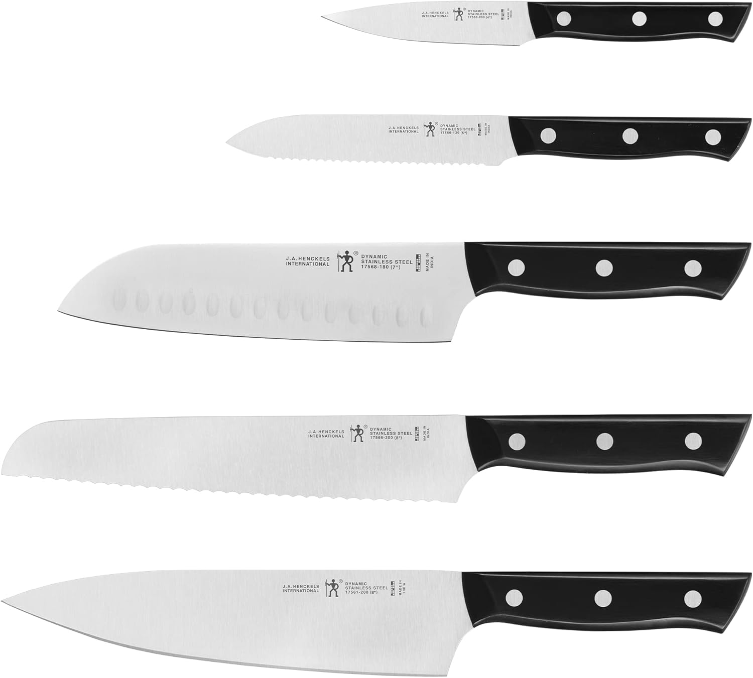HENCKELS Dynamic Razor-Sharp 5-Piece Kitchen Knife Set, Chef Knife, Bread Knife, German Engineered Informed by 100+ Years of Mastery image number 4