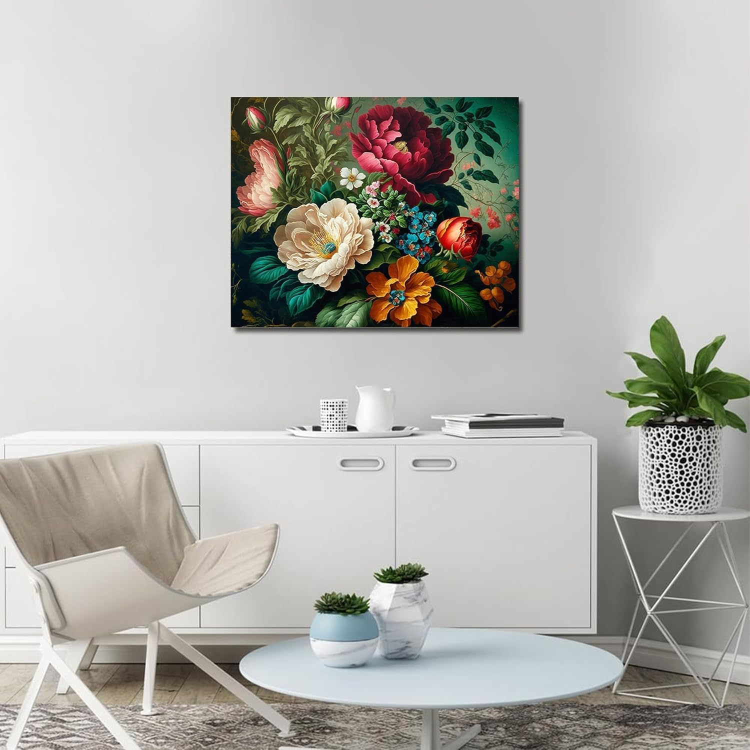 Paint by Number for Adults. DIY Acrylic Painting Kit for Adults Beginner Flowers &ndash; 16&rdquo; X 20&rdquo;With 3 Brushes and Bright Colors image number 1