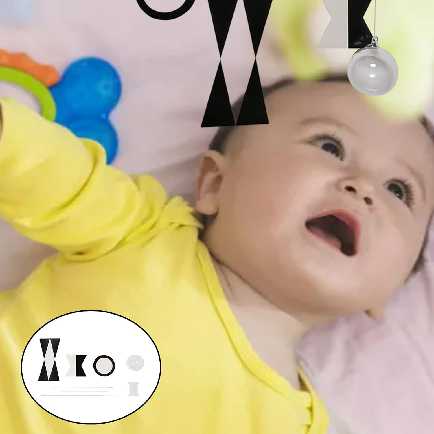 F Fityle Montessori Mobile Toy Kids Development Toys Montessori Black and White Mobile Toy Baby Activity Toys for Children - Need to Assemble image number 4