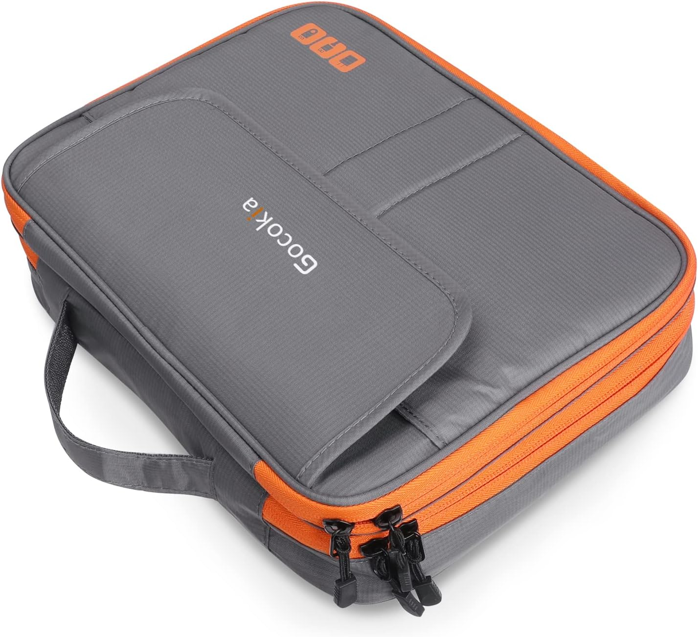 Double Layers Large Capacity Travel Electronic Accessories Organizer Bag, 2 Front Pockets Travel Gadget Carry Case, Perfect Size Fit for Ipad,Iphone,Cables,Power Bank,Tablet(10.2&rsquo;&rsquo;)-Grey image number 3