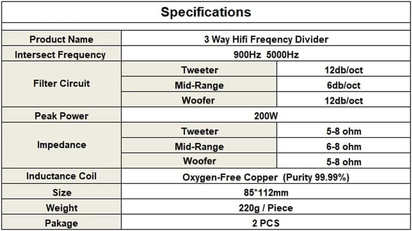 HOOCI 2PCS 3 Way 200W Speaker Treble Alto Bass Frequency Divider Home Theater Hifi Stereo 3 Unit Filter Audio Crossover Filters