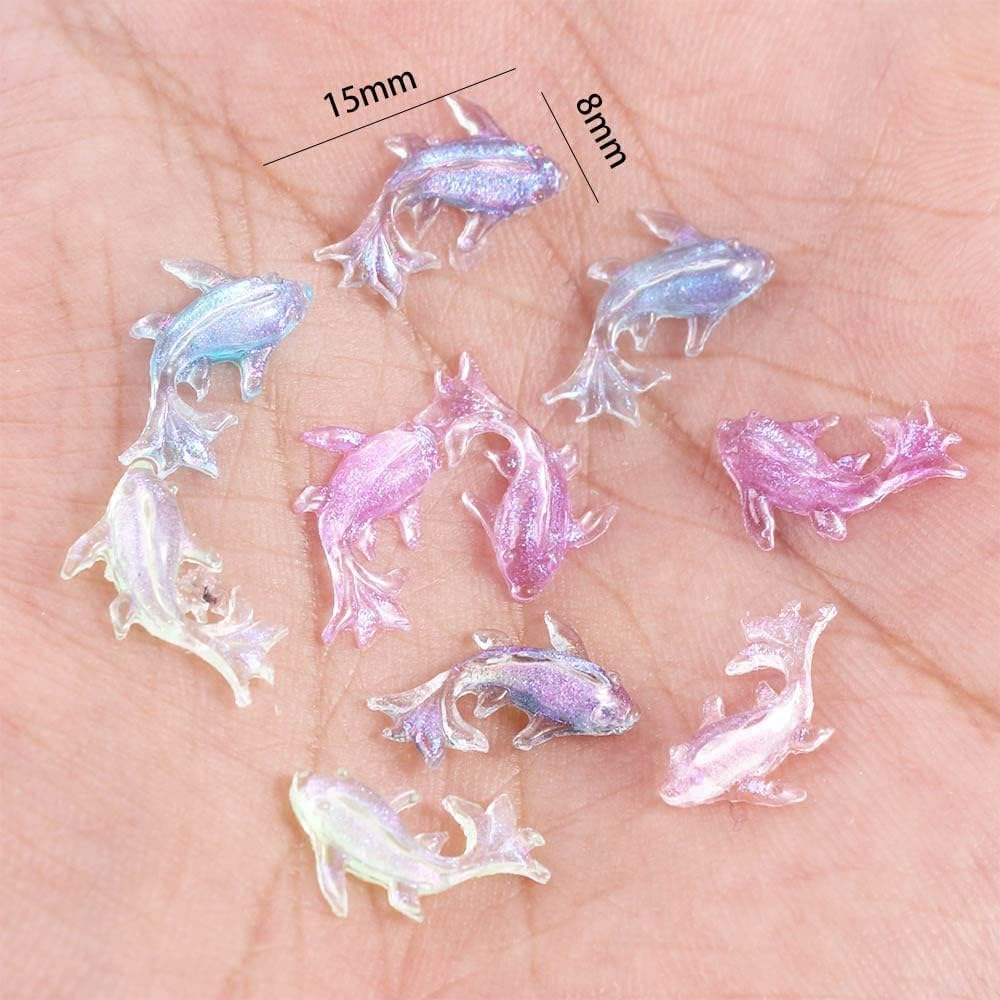 100Pcs Colorful Cute Mini Shiny Miniature Resin Goldfish Figurines,Diy Terrarium Crafts Ornament Accessories,Fairy Garden Accessories Ornament,Garden Sculptures and Statues,Outdoor Decor image number 5
