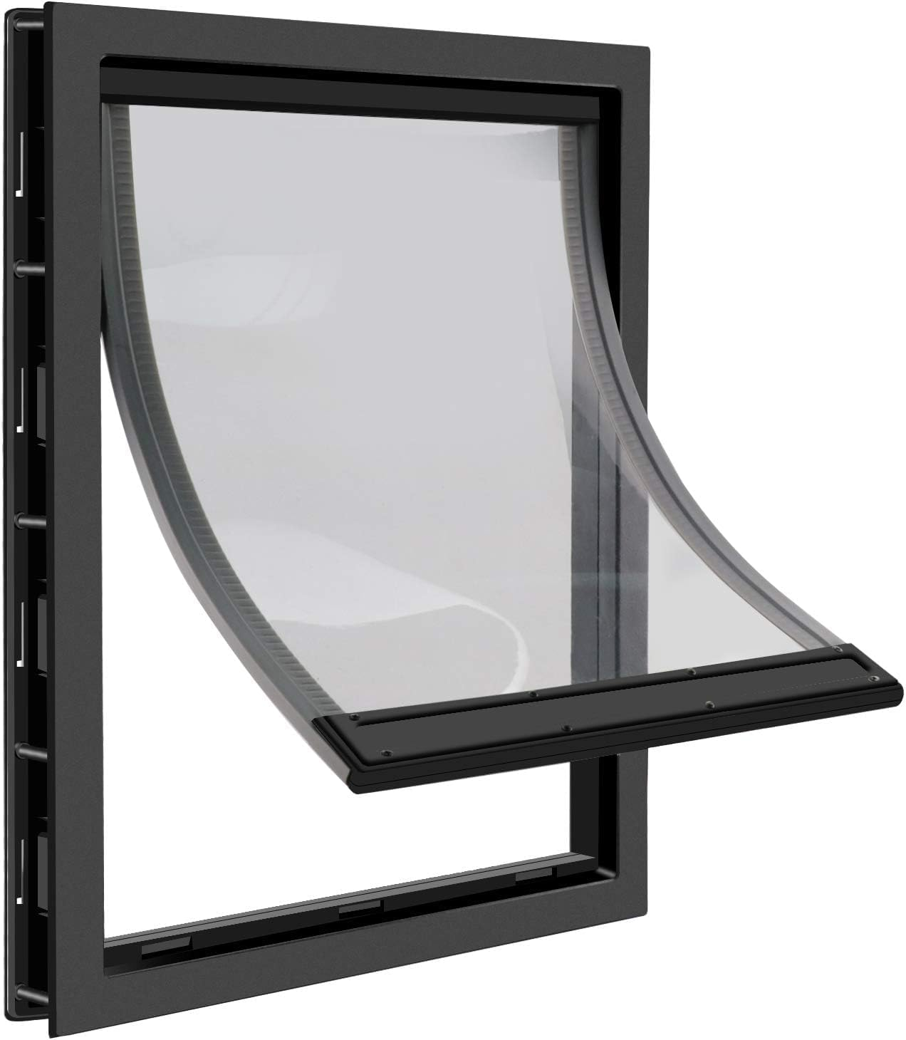 Dog Door with Soft Transparent Magnetic Flap and Snap-In Closing Panel, Premium PVC Plastic Doggie Door for Small Dog and Cat(M,Black) image number 2