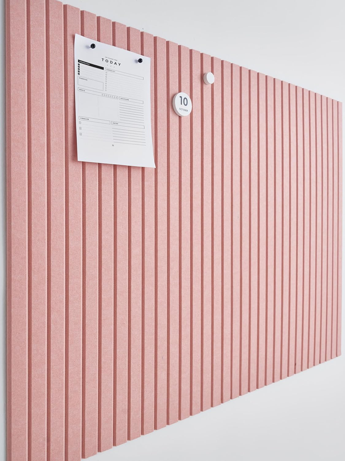 Large Cork Board for Office Black Felt Board Alternative - Slat Wall Paneling, Felt Bulletin Board Tiles for Office Wall Decor, Push Pin Board Wall Organizer for Office -12-Pack (Marble White)