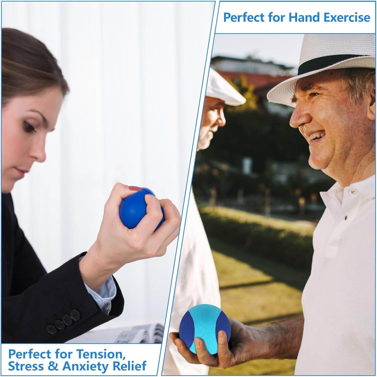 ZCOINS 4 Pcs Stress Balls for Adults, 6CM Grip Balls for Hand Strengthening, Hand Exercise, Squeeze, Stress Relief, Soft, Medium, Hard image number 4