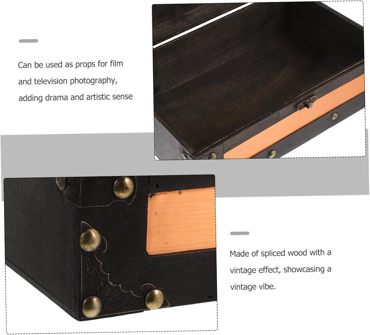 Retro Suitcase Storage Box Lock Wooden Decorative Storage Boxes for Cards Jewelry Souvenirs Home Decor image number 4