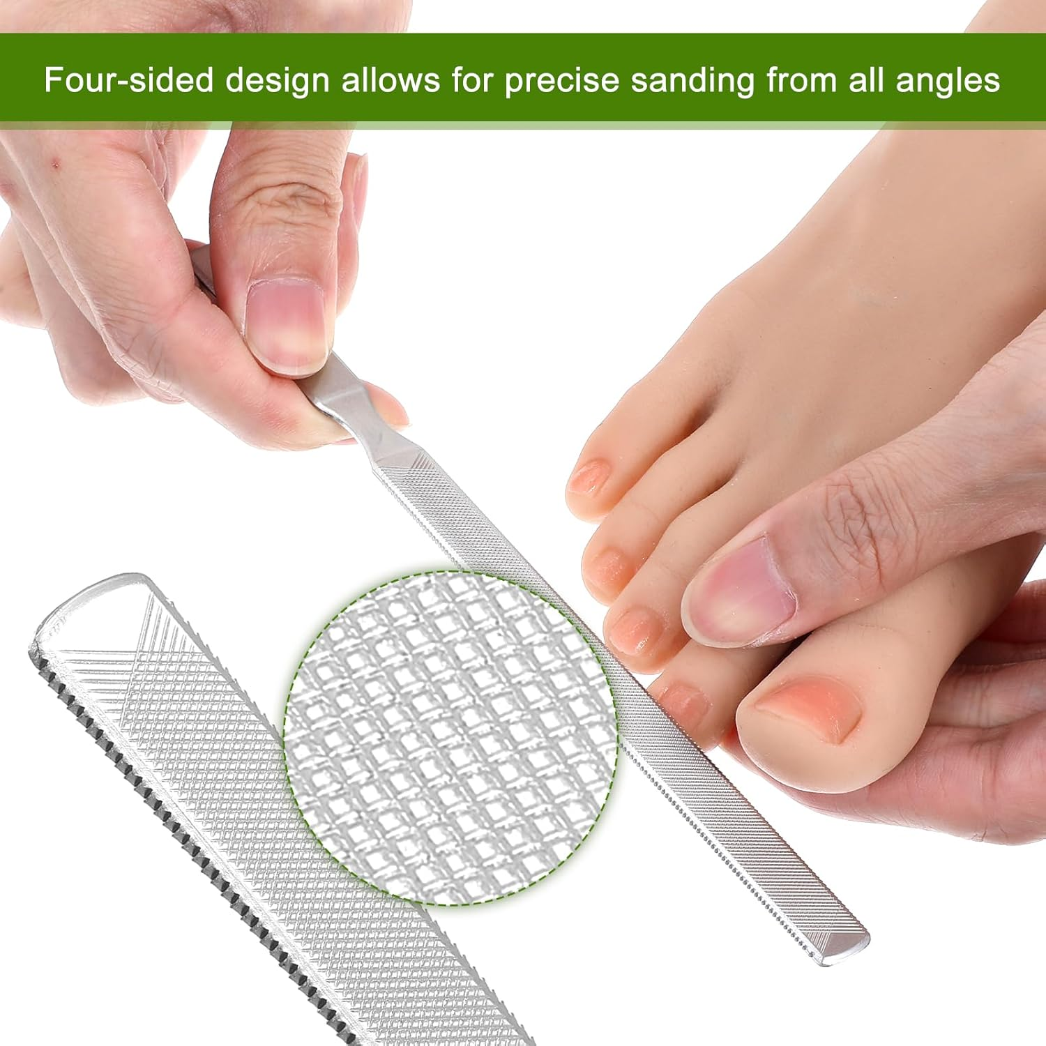 2Pcs Thick Toenail File for Men Stainless Steel Naill Files Toe File for Thick Nails Heavy Duty Toe Nails Filer Metal Toenail Files for Men Women, Manicure Pedicure Tool, 7&rdquo; Long