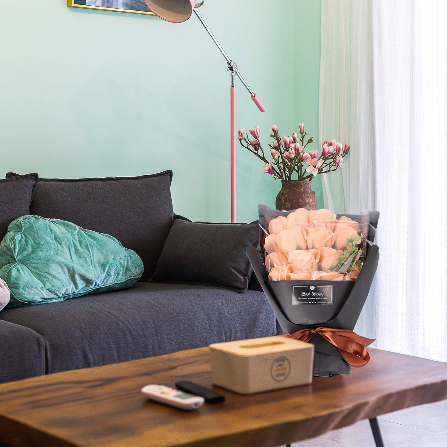 Cabilock Soap Rose Bouquet Decorative Soap Flower for Woman Birthday Mothers Day Bouquet image number 5