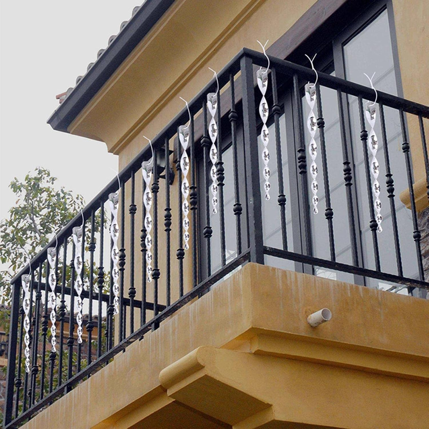 Bird Reflector | 4/8/ Woodpecker Bird Scare Devices - Silver Ornamental Spinner Deterrents Control Device Keeps Away, Bird Scare Rods for Garden Yard Wynott image number 2