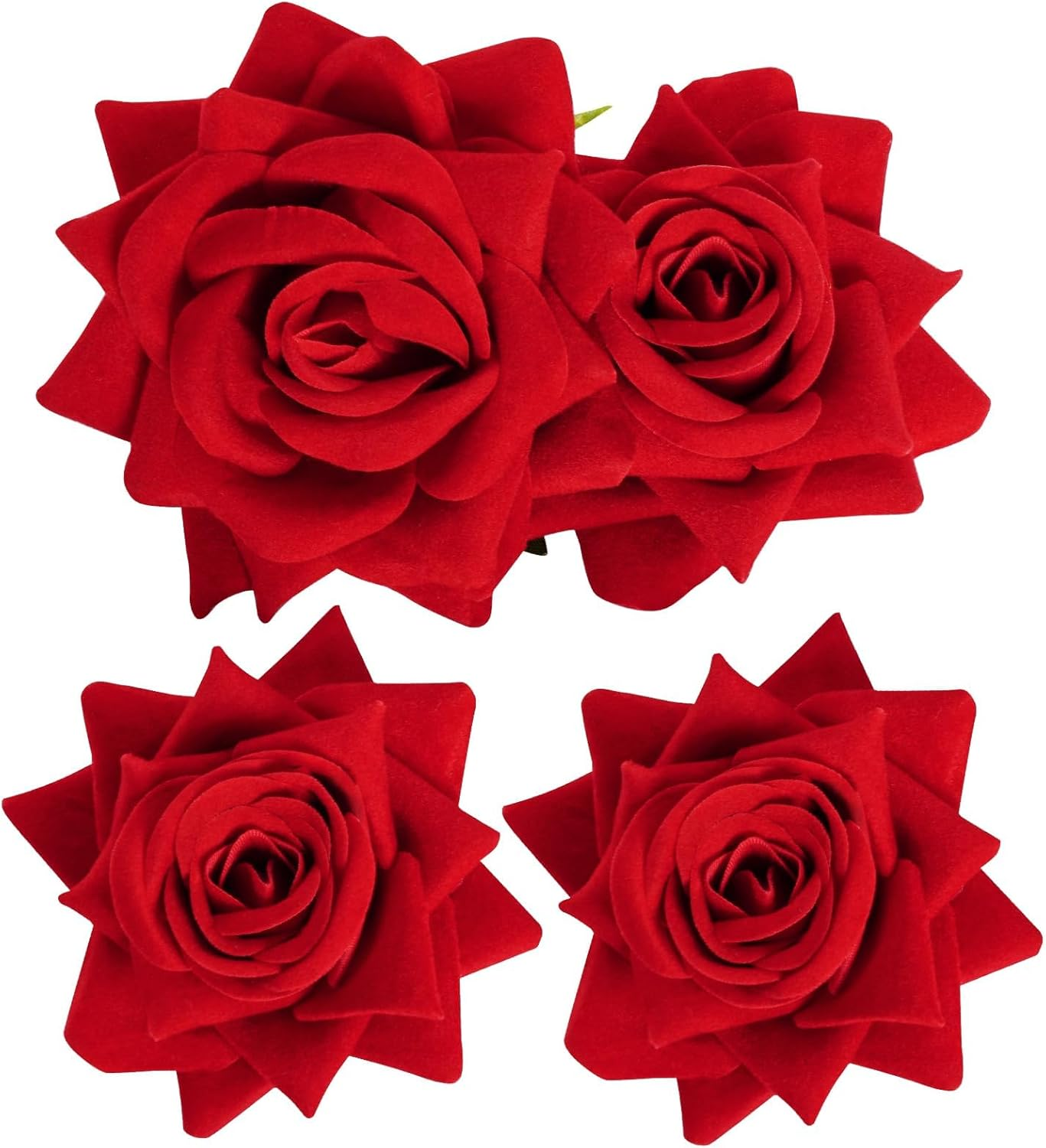 Pack of 3 Rose Hair Clips, Rose Flower Hair Clips, Red Rose Brooch Flower Clips, for Women, Girls, Party, Wedding, Valentine'S Day, Masquerade, Carnival (Red) image number 1